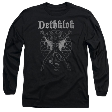 Black men's long sleeve t-shirt with Metalocalypse Sigil graphic
