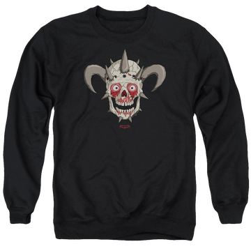 Black men's crewneck sweatshirt with Metalocalypse Facebones graphic