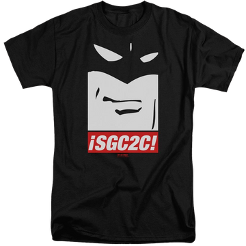 Black men's tall fit t-shirt with Space Ghost Sgc2C graphic