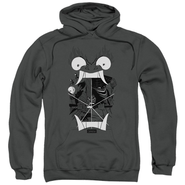 Charcoal pullover hoodie with Samurai Jack Divisive graphic