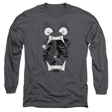 Charcoal men's long sleeve t-shirt with Samurai Jack Divisive graphic