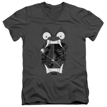 Charcoal men's v-neck t-shirt with Samurai Jack Divisive graphic