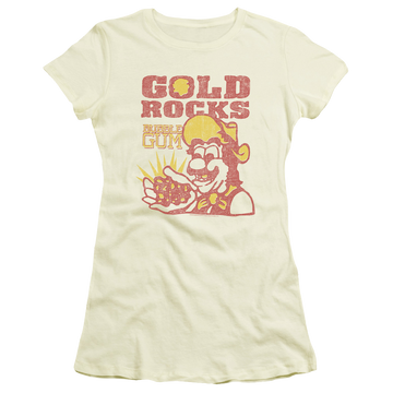 Cream juniors t-shirt with Dubble Bubble Gold Rocks graphic