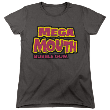 Charcoal women's t-shirt with Dubble Bubble Mega Mouth graphic