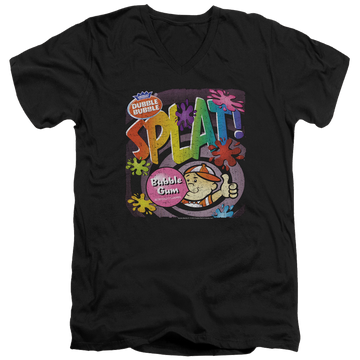 Black men's v-neck t-shirt with Dubble Bubble Splat Gum graphic