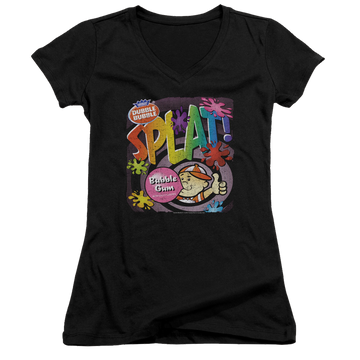 Dubble Bubble Splat Gum - Juniors V-Neck T-Shirt Juniors V-Neck T-Shirt Dubble Bubble