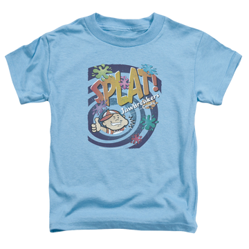 Carolina blue kid's t-shirt for ages 4 to 7 with Dubble Bubble Splat Jawbreakers graphic