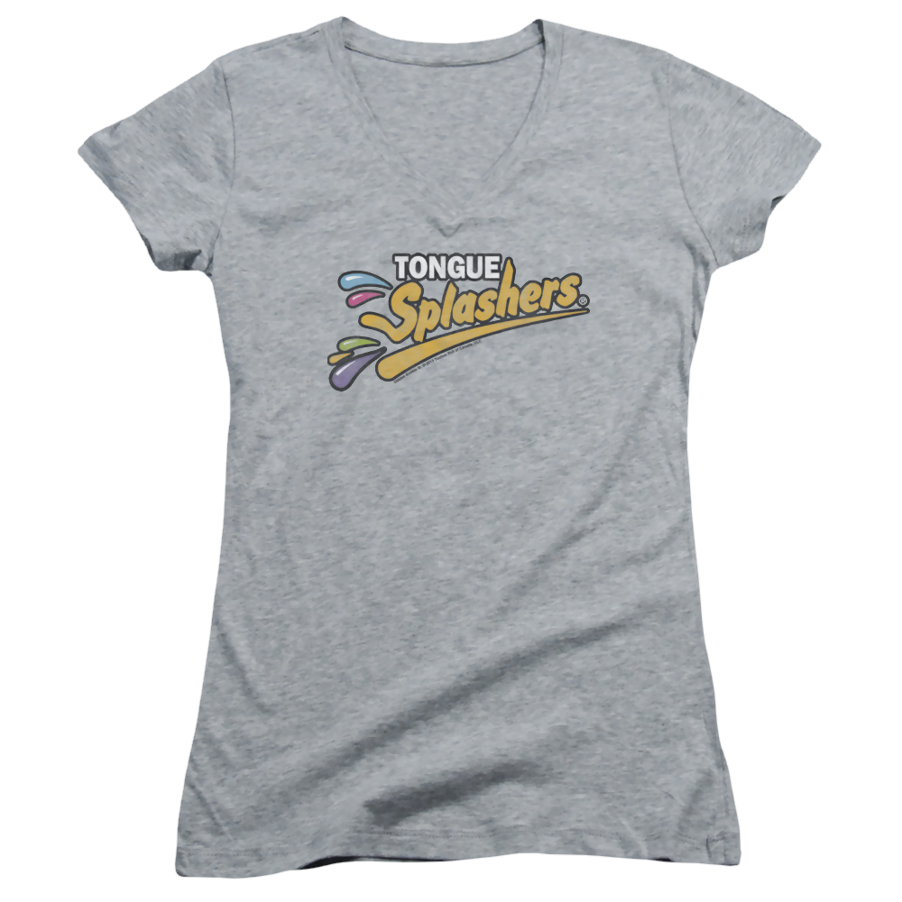 Dubble Bubble Tongue Splashers Logo - Juniors V-Neck T-Shirt Juniors V-Neck T-Shirt Dubble Bubble