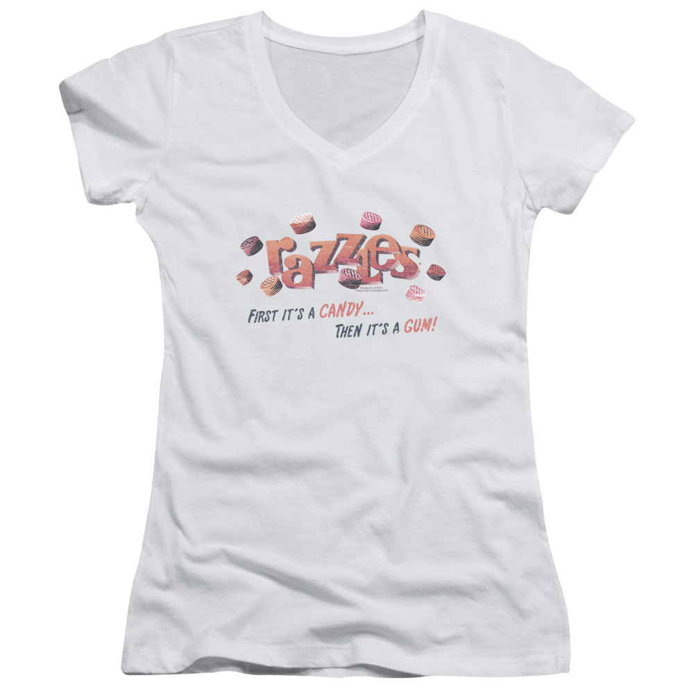 Dubble Bubble A Gum And A Candy - Juniors V-Neck T-Shirt Juniors V-Neck T-Shirt Dubble Bubble