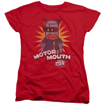 Red women's t-shirt with Dubble Bubble Motor Mouth graphic