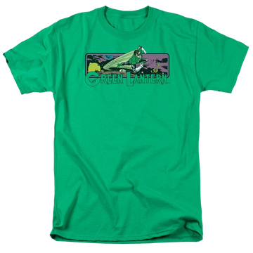 Kelly green men's regular fit t-shirt with DC Comics Green Lantern Cosmos graphic