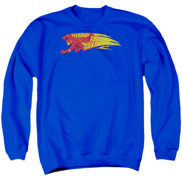 Royal men's crewneck sweatshirt with The Flash Fastest Man Alive graphic