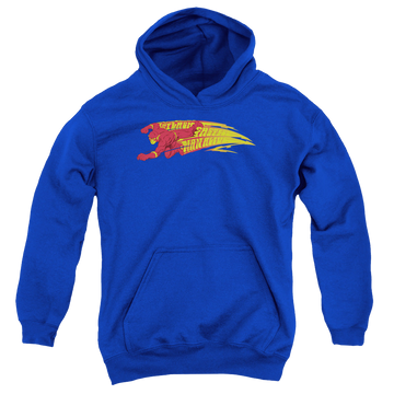 Royal youth hoodie for ages 8 to 12 with The Flash Fastest Man Alive graphic