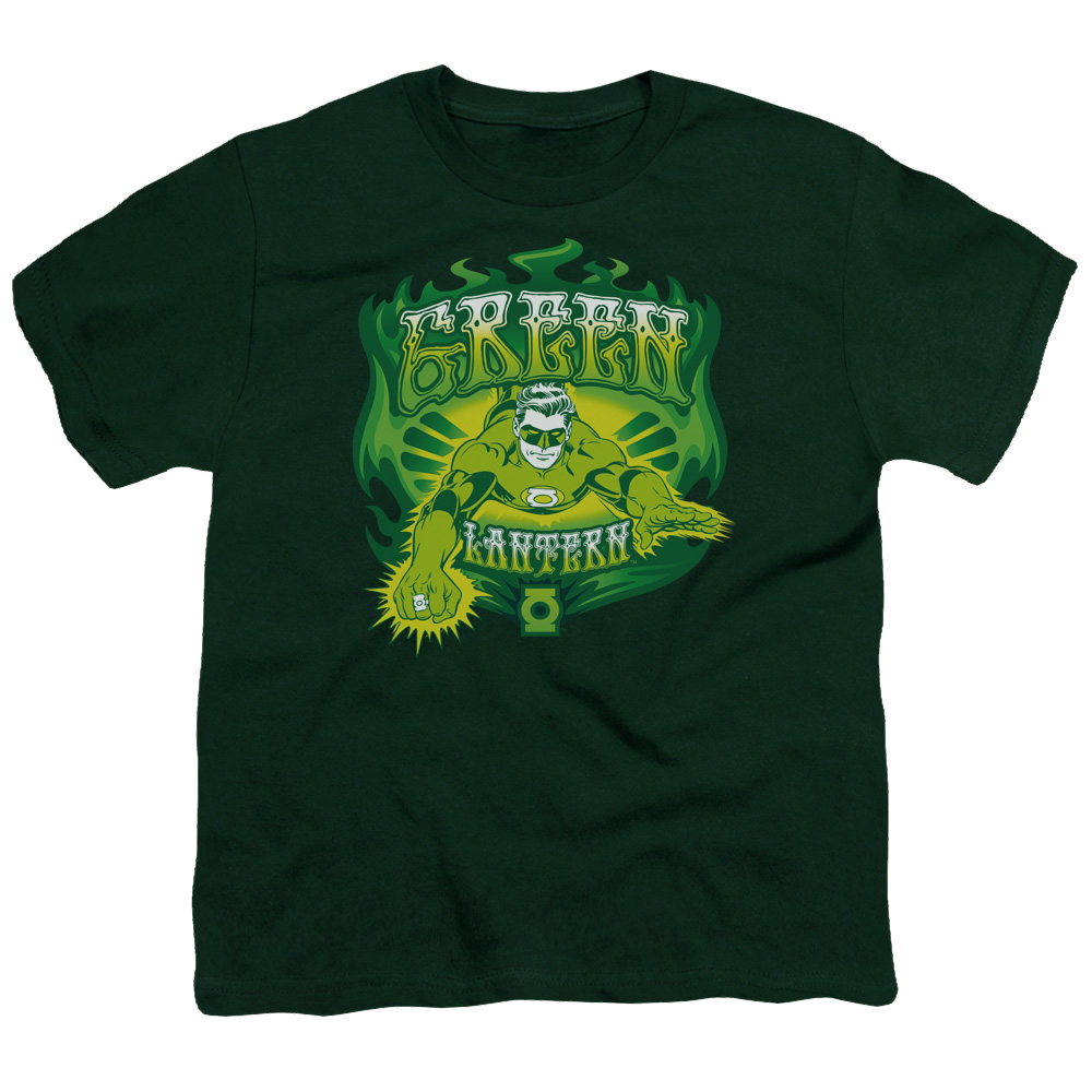 Green Lantern Green Flames - Youth T-Shirt Youth T-Shirt (Ages 8-12) Green Lantern