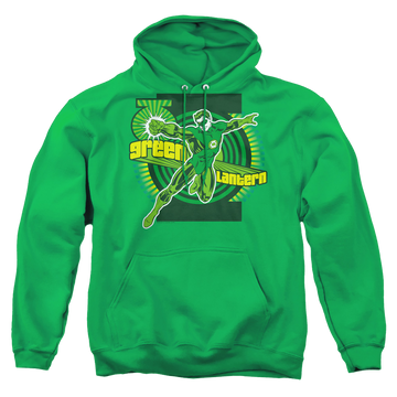 Kelly green pullover hoodie with Green Lantern graphic