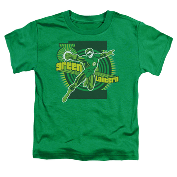 Kelly green kid's t-shirt for ages 4 to 7 with Green Lantern graphic