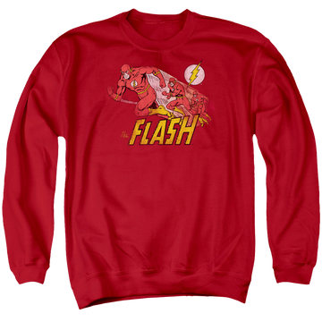Red men's crewneck sweatshirt with The Flash Crimson Comet graphic