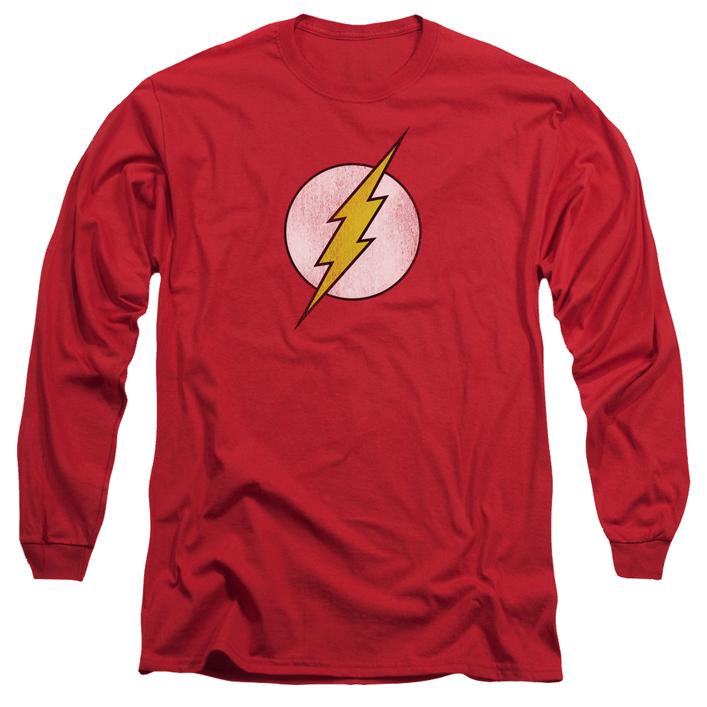 Flash, The Flash Logo Distressed - Men's Long Sleeve T-Shirt Men's Long Sleeve T-Shirt The Flash