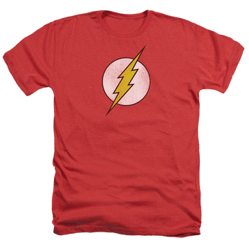 Red men's heather t-shirt with Flash Logo Distressed graphic