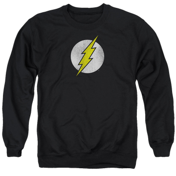 Black men's crewneck sweatshirt with Flash Logo Distressed graphic