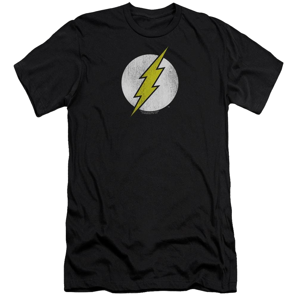 Dco Flash Logo Distressed Premium Adult Slim Fit T-Shirt Men's Premium Slim Fit T-Shirt The Flash