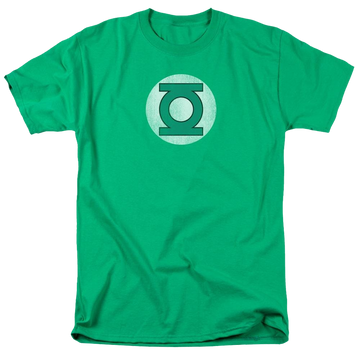 Kelly green men's regular fit t-shirt with Green Lantern DC Comics Gl Logo Distressed graphic