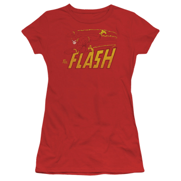 Red juniors t-shirt with Flash Speed Distressed graphic