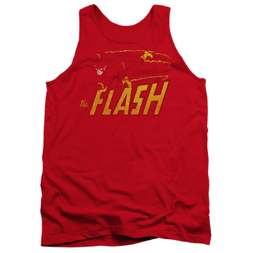 Red men's tank with Flash Speed Distressed graphic