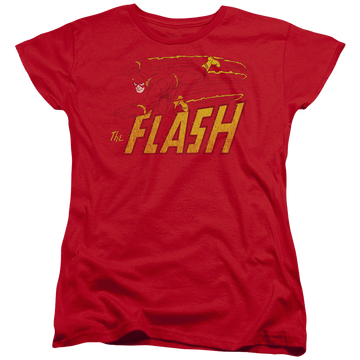 Red women's t-shirt with Flash Speed Distressed graphic