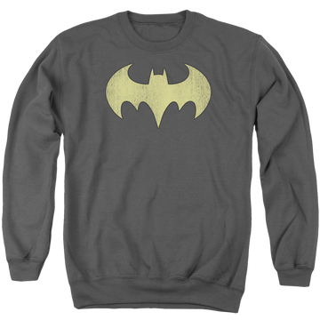 Charcoal men's crewneck sweatshirt with Batman Batgirl Logo Distressed graphic