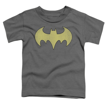 Charcoal toddler t-shirt with Batman Batgirl Logo Distressed graphic