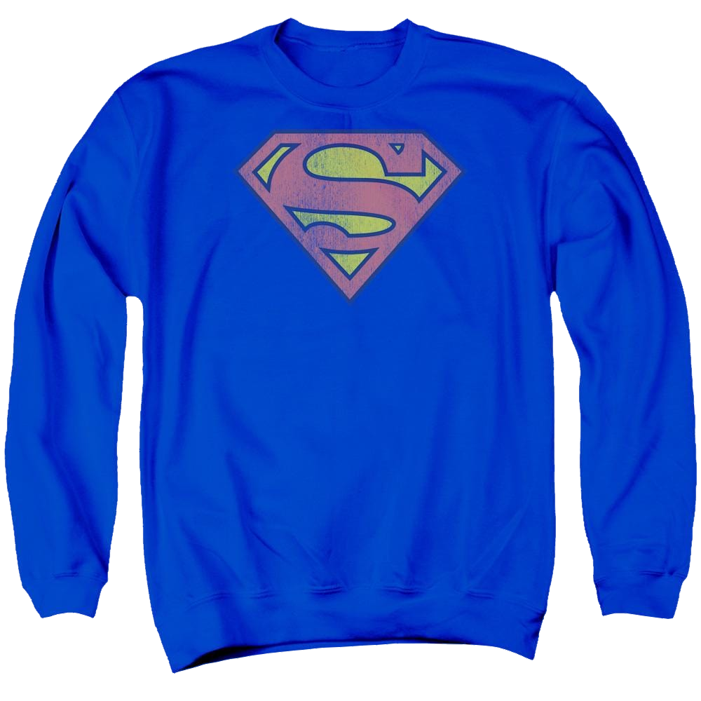 DC Comics Retro Supes Logo Distressed - Men's Crewneck Sweatshirt Men's Crewneck Sweatshirt Superman