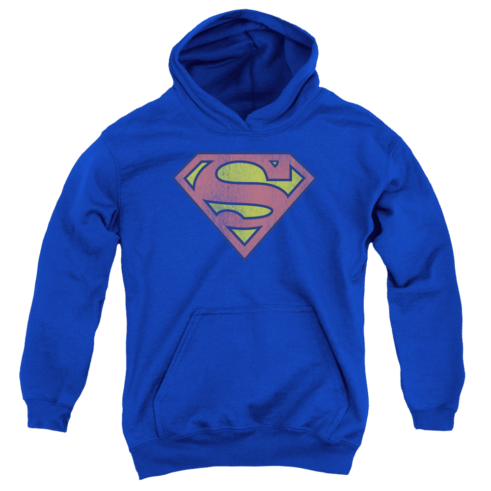 Superman Retro Supes Logo Distressed - Youth Hoodie Youth Hoodie (Ages 8-12) Superman
