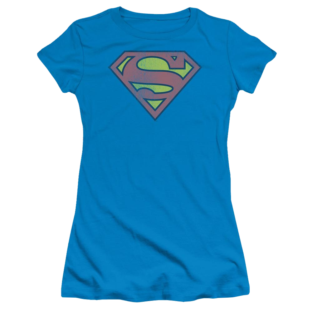 DC Comics Retro Supes Logo Distressed - Juniors T-Shirt Juniors T-Shirt Superman
