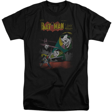 Black men's tall fit t-shirt with Batman DC Comics Wrong Signal graphic