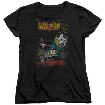 Black women's t-shirt with Batman DC Comics Wrong Signal graphic