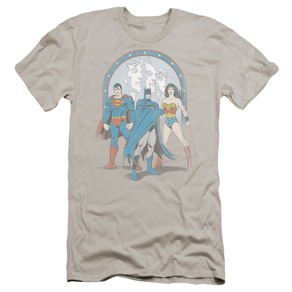 Dc Trinity Premium Adult Slim Fit T-Shirt Men's Premium Slim Fit T-Shirt Justice League