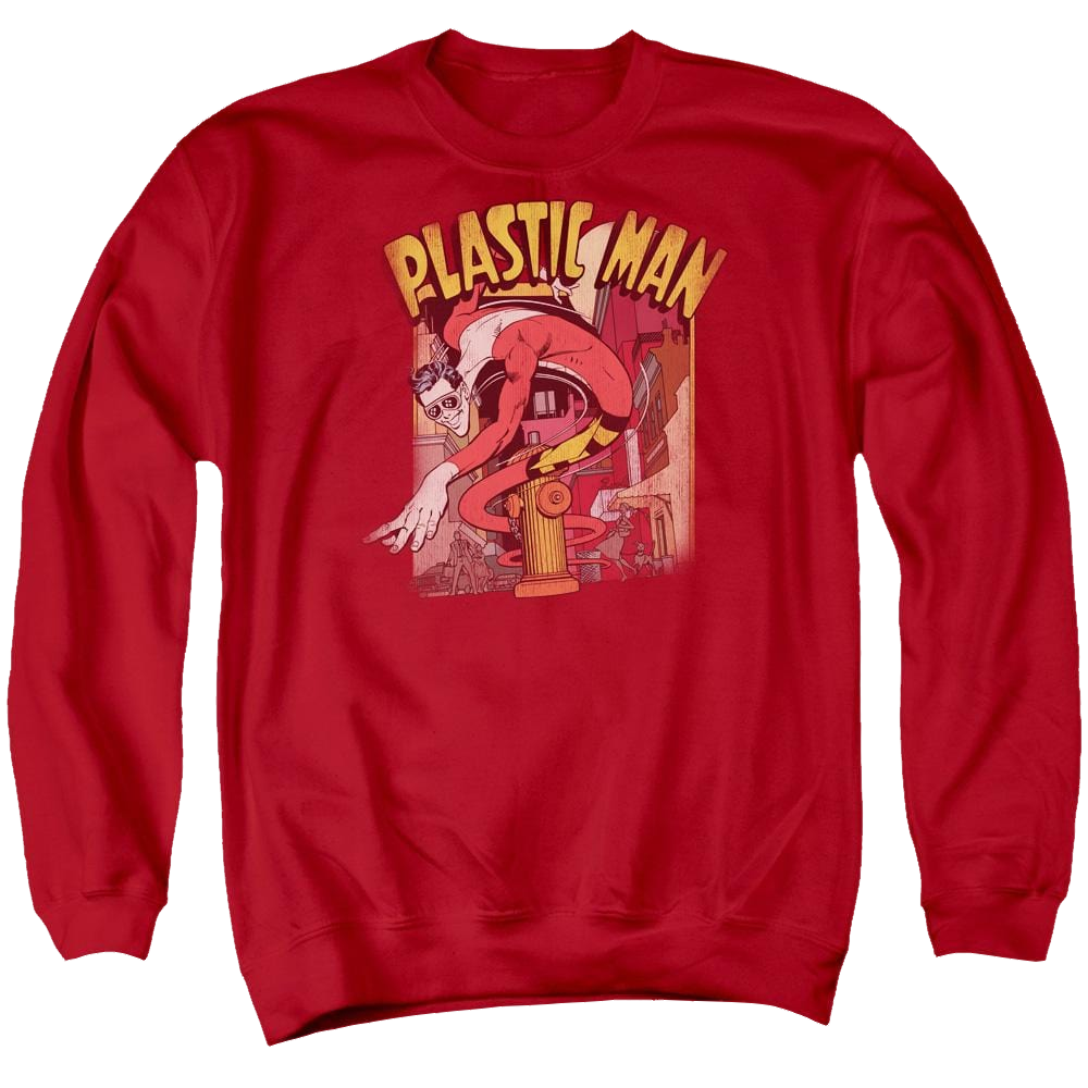 DC Comics Plastic Man Street - Men's Crewneck Sweatshirt Men's Crewneck Sweatshirt Plastic Man