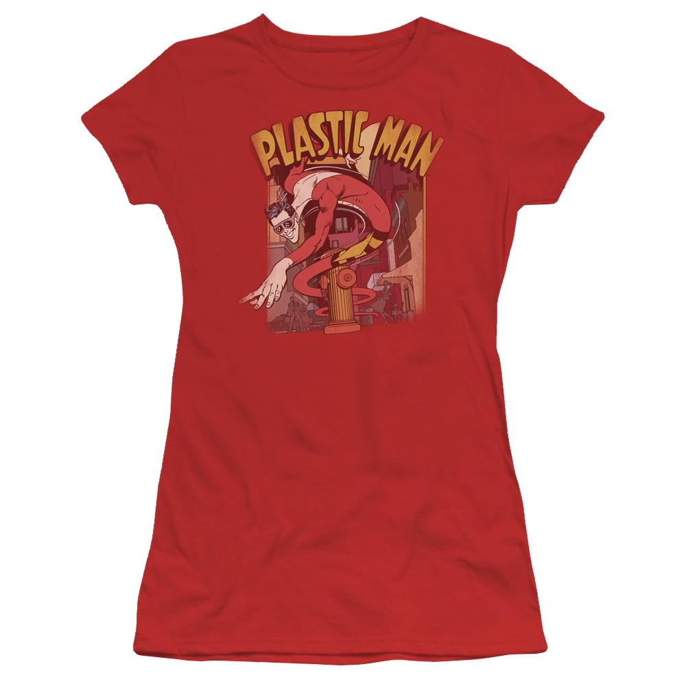 DC Comics Plastic Man Street - Juniors T-Shirt Juniors T-Shirt Plastic Man