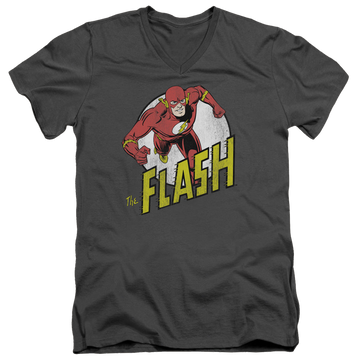 Charcoal men's v-neck t-shirt with The Flash Run Flash Run graphic