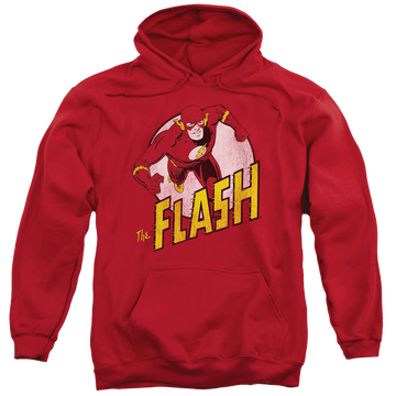 Red pullover hoodie with The Flash graphic