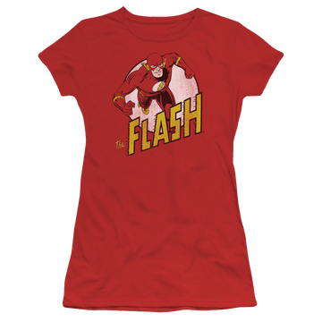 Red juniors t-shirt with The Flash graphic