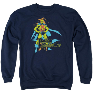 Navy men's crewneck sweatshirt with DC Comics Martian Manhunter graphic