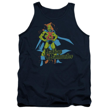 Navy men's tank with DC Comics Martian Manhunter graphic