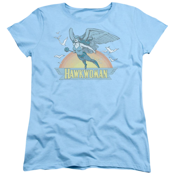 Light blue women's t-shirt with DC Comics Hawkwoman graphic