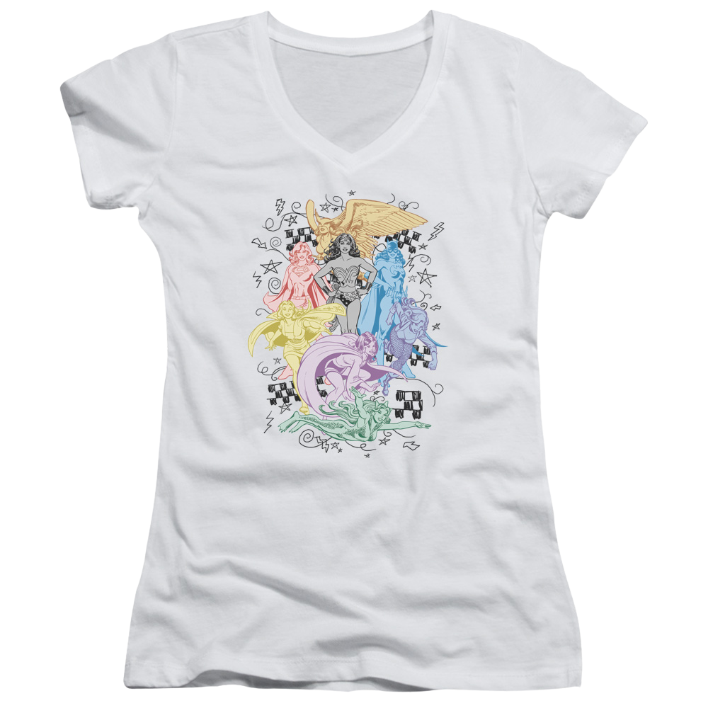 DC Comics Super - Juniors V-Neck T-Shirt Juniors V-Neck T-Shirt Justice League