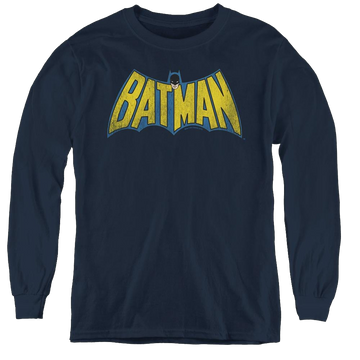 Navy youth long sleeve t-shirt with Dc Batman Classic Batman Logo graphic