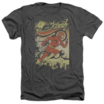Charcoal men's heather t-shirt with The Flash Just Passing Through graphic