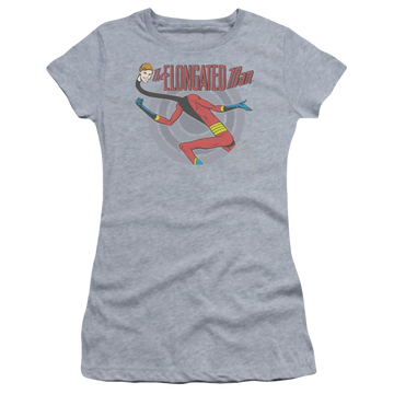 Athletic heather juniors t-shirt with DC Comics Elongated Man graphic
