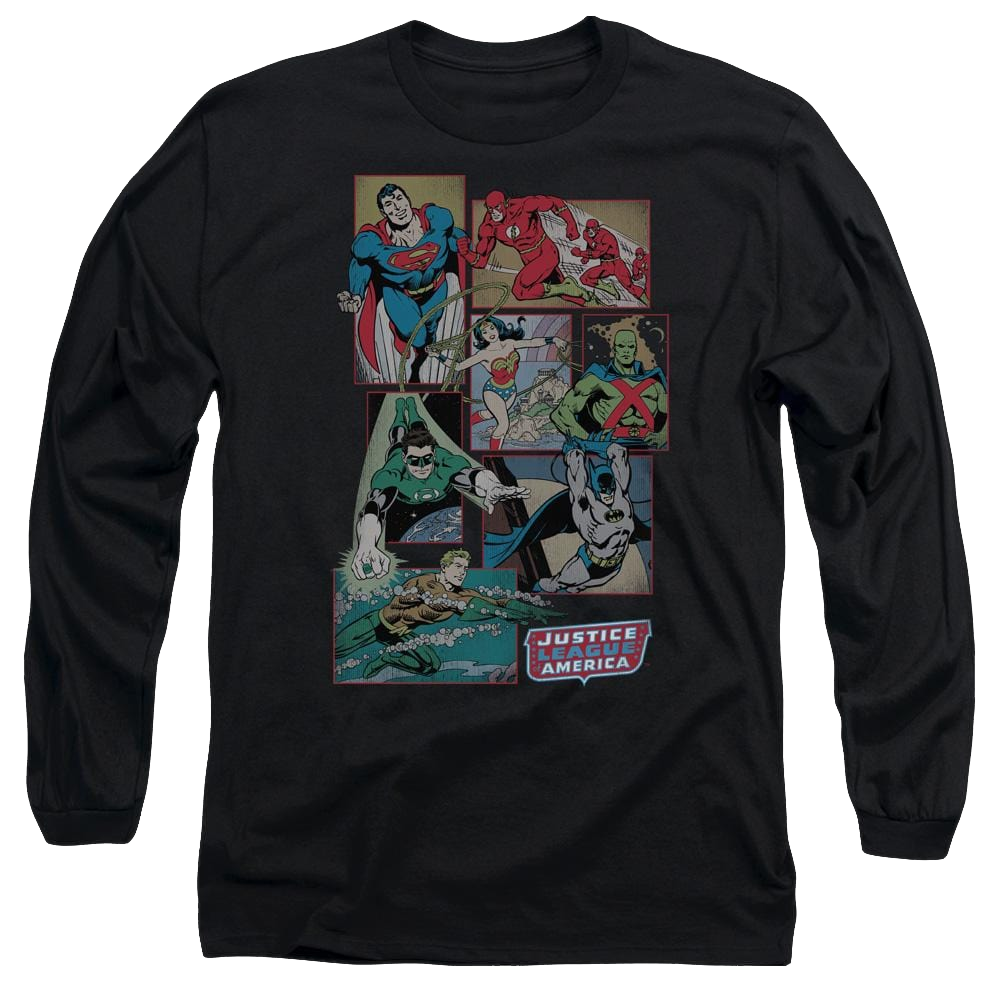 DC Comics Justice League Boxes - Men's Long Sleeve T-Shirt Men's Long Sleeve T-Shirt Justice League